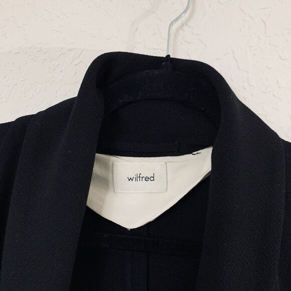 Aritzia Wilfred Chevalier Blazer Jacket Women M Black Drape Open Front Chic Work - Picture 5 of 13